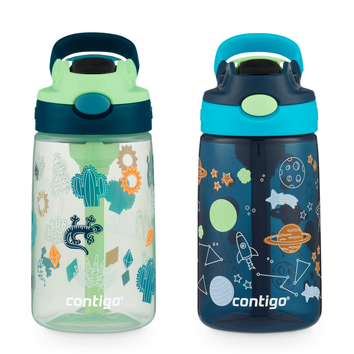 Contigo® Kids Water Bottle with Redesigned AUTOSPOUT® Straw, 14 oz, 2 pack